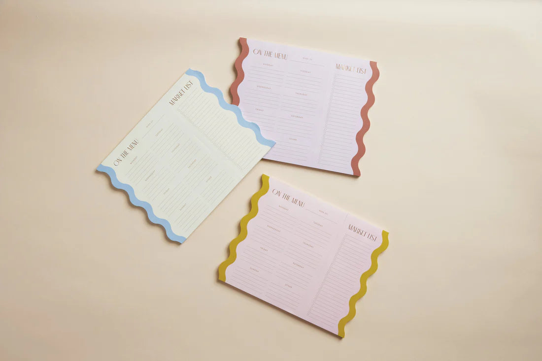 Meal Planner Notepad with Magnets - Pink + Chartreuse