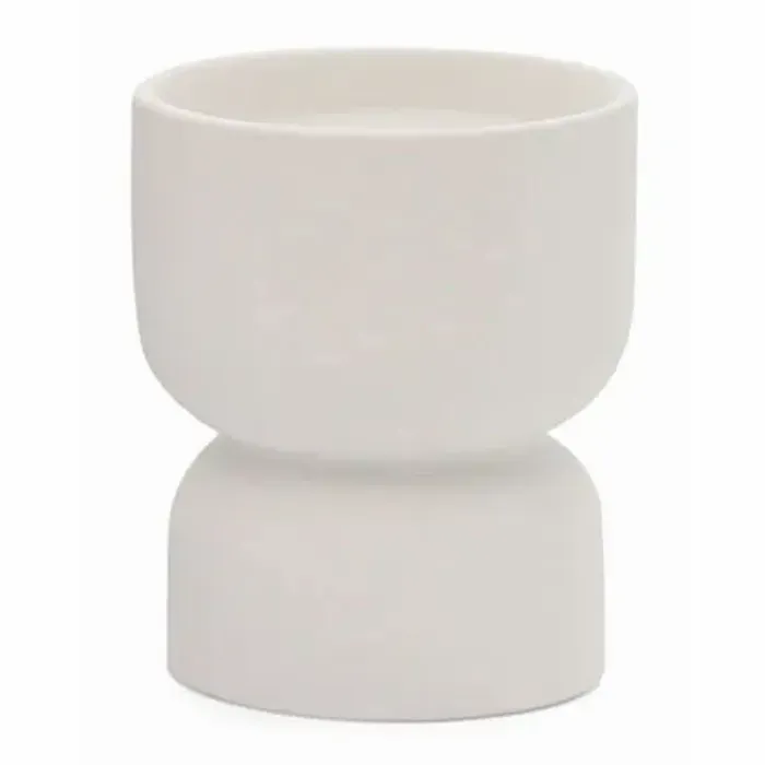 White Matte Hourglass - Tobacco Flower Candle