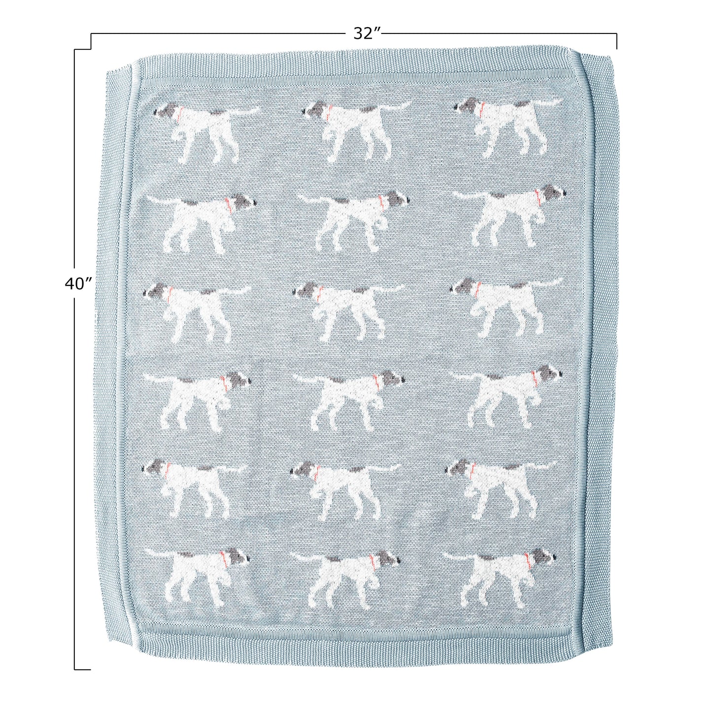 Dog Cotton Knit Baby Blanket Deluxe Boarder