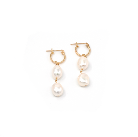 Gold Filled Double Pearl Hoops