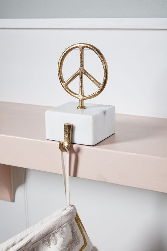 Peace Brass & Marble Stocking Holder
