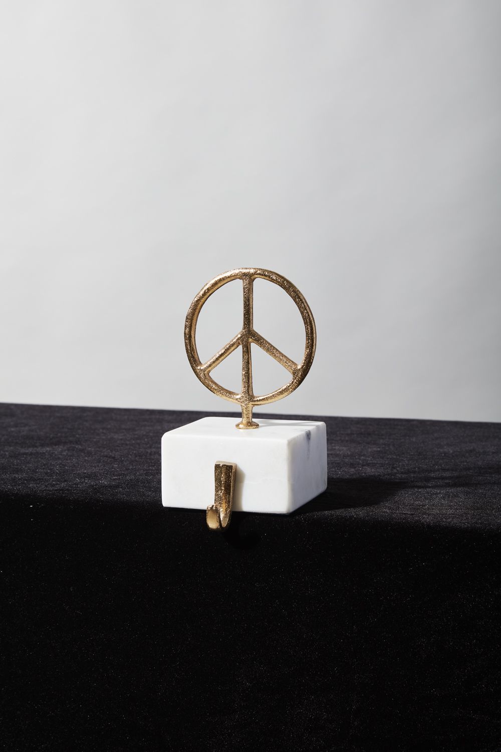 Peace Brass & Marble Stocking Holder
