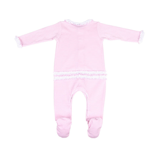 Mini Stripes Ruffle Footie - Pink