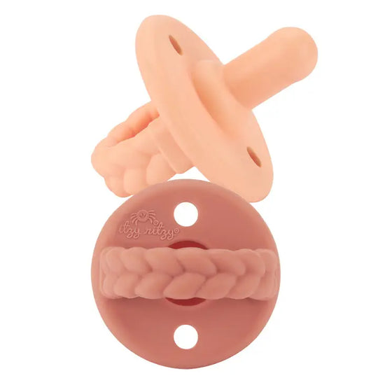 Apricot + Terracotta Braids Sweetie Soother™ Pacifier Set