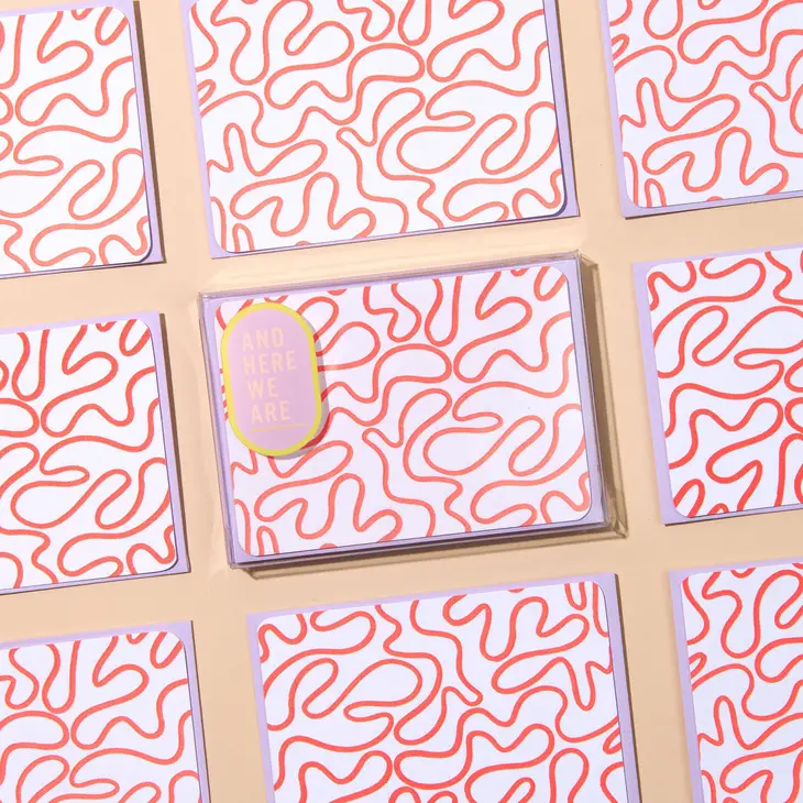 Squiggle Neon Red Notecard Boxed Set