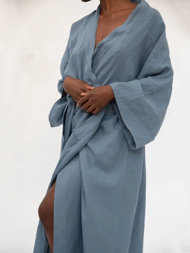 Load image into Gallery viewer, Sai Full-Length Linen Robe
