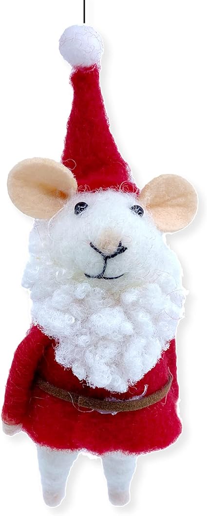 Christmas Mouse Ornament Santa