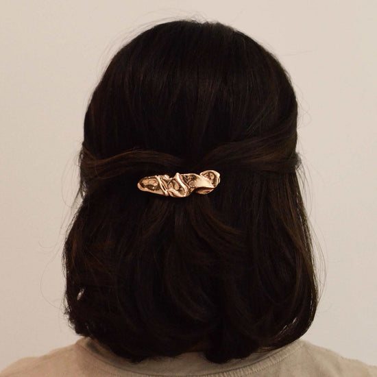 Textured Metal Barrette Hair Clip | Gold