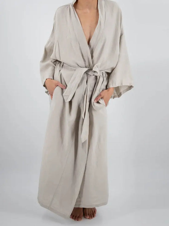 Load image into Gallery viewer, Sai Full-Length Linen Robe
