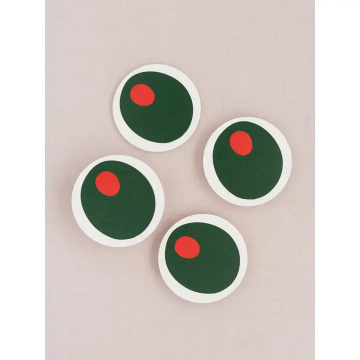 Pimento Olive Coasters - Set of 4