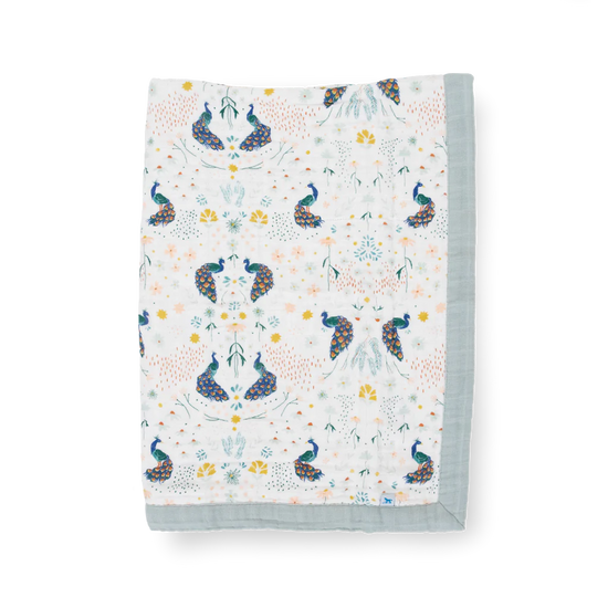 Load image into Gallery viewer, Cotton Muslin Baby Quilt - Peacock
