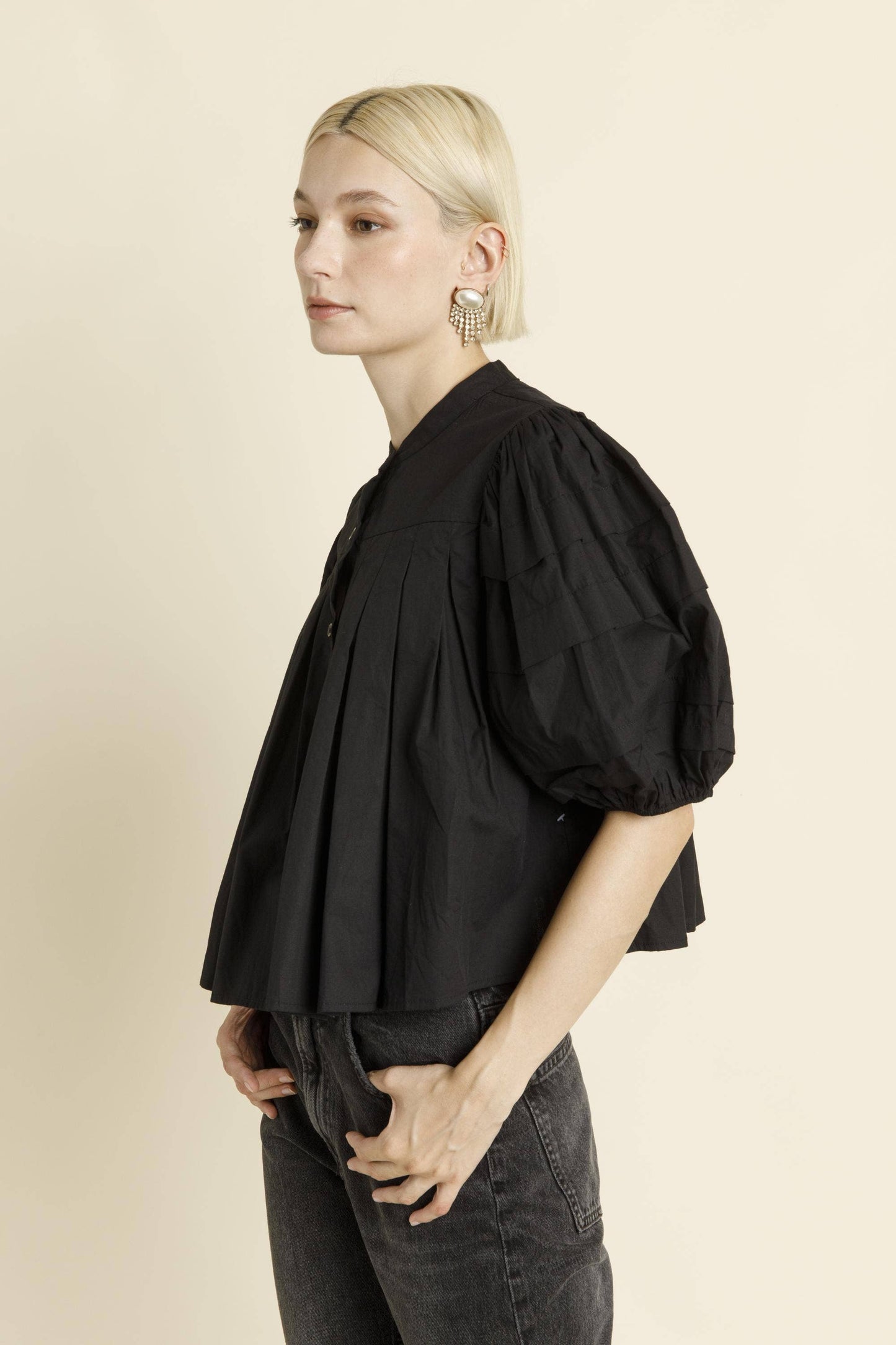 Pleated Pintuck Blouse