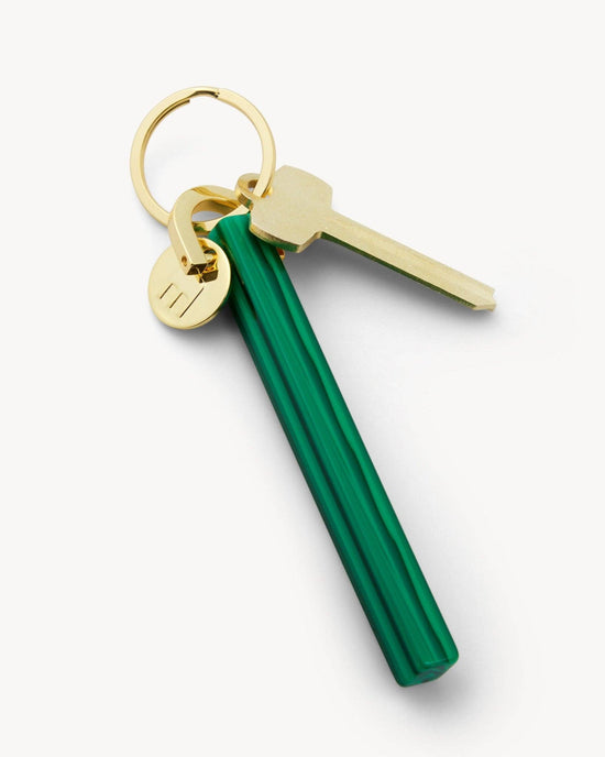 Bar Keychain in Malachite - Gold