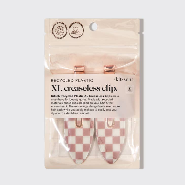 Load image into Gallery viewer, Xl Creaseless Clips Checker Terracotta 2pc Set
