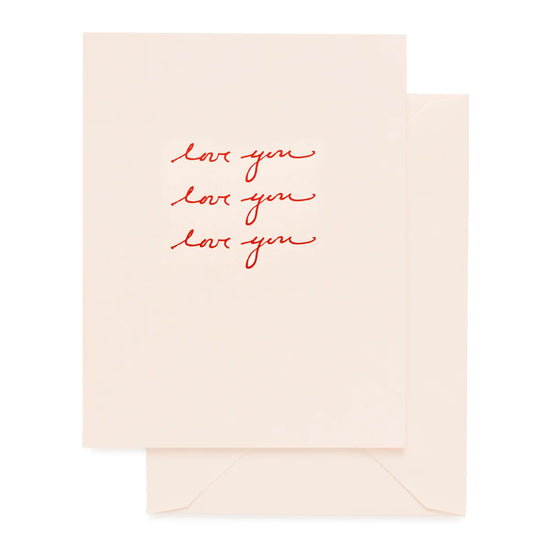 Pink Script Love You Card