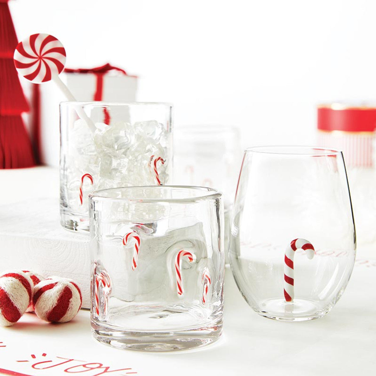 Candy Cane Wine Glass