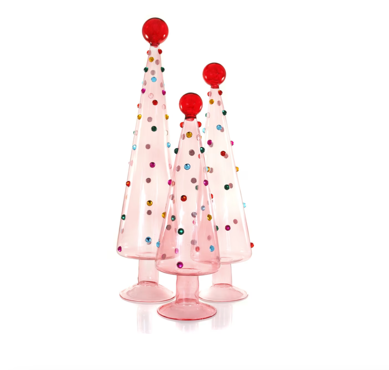 Translucent Pink Dotted Tree Set