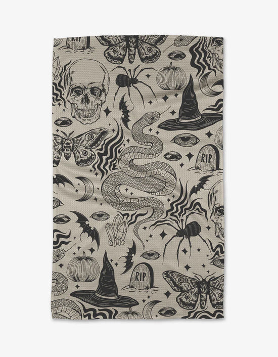 Load image into Gallery viewer, Halloween Collage Kitchen Tea Towel
