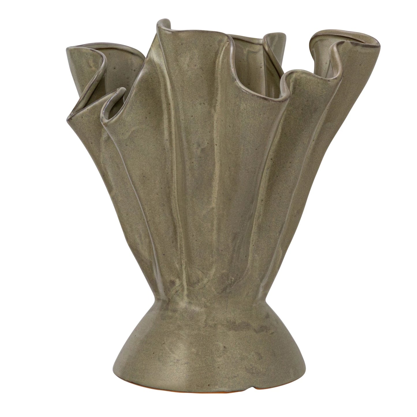 Sage Stoneware Ruffled Vase