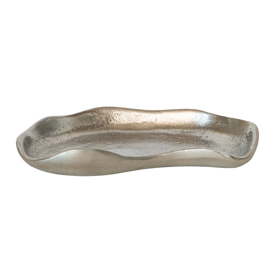 Cast Aluminum Organic Shaped Tray, Nickel Finish