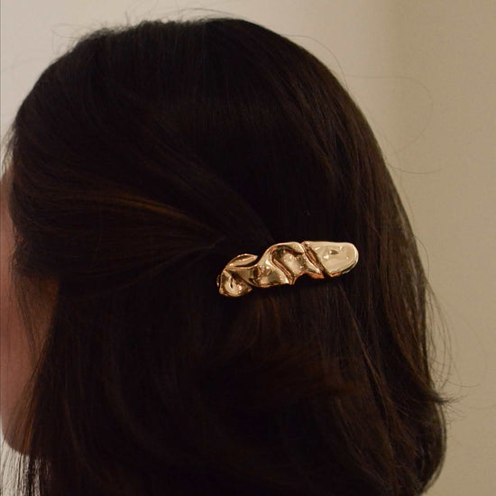 Textured Metal Barrette Hair Clip | Gold