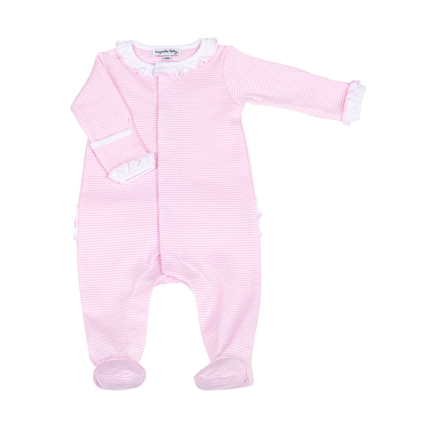 Mini Stripes Ruffle Footie - Pink