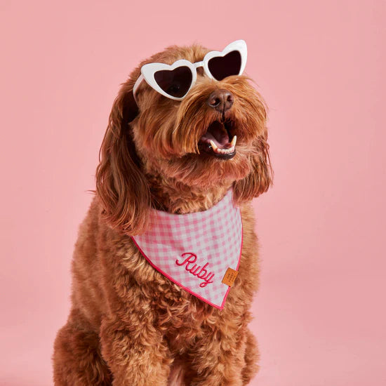 Load image into Gallery viewer, Hot Pink Gingham Dog Bandana
