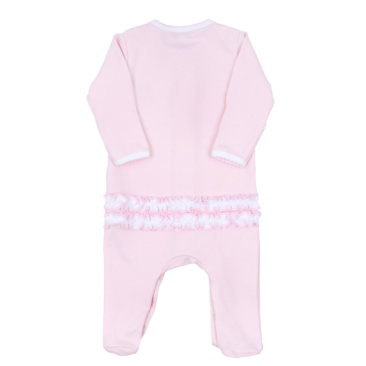 Sweet Little Christmas Pink Emb Ruffle Footie