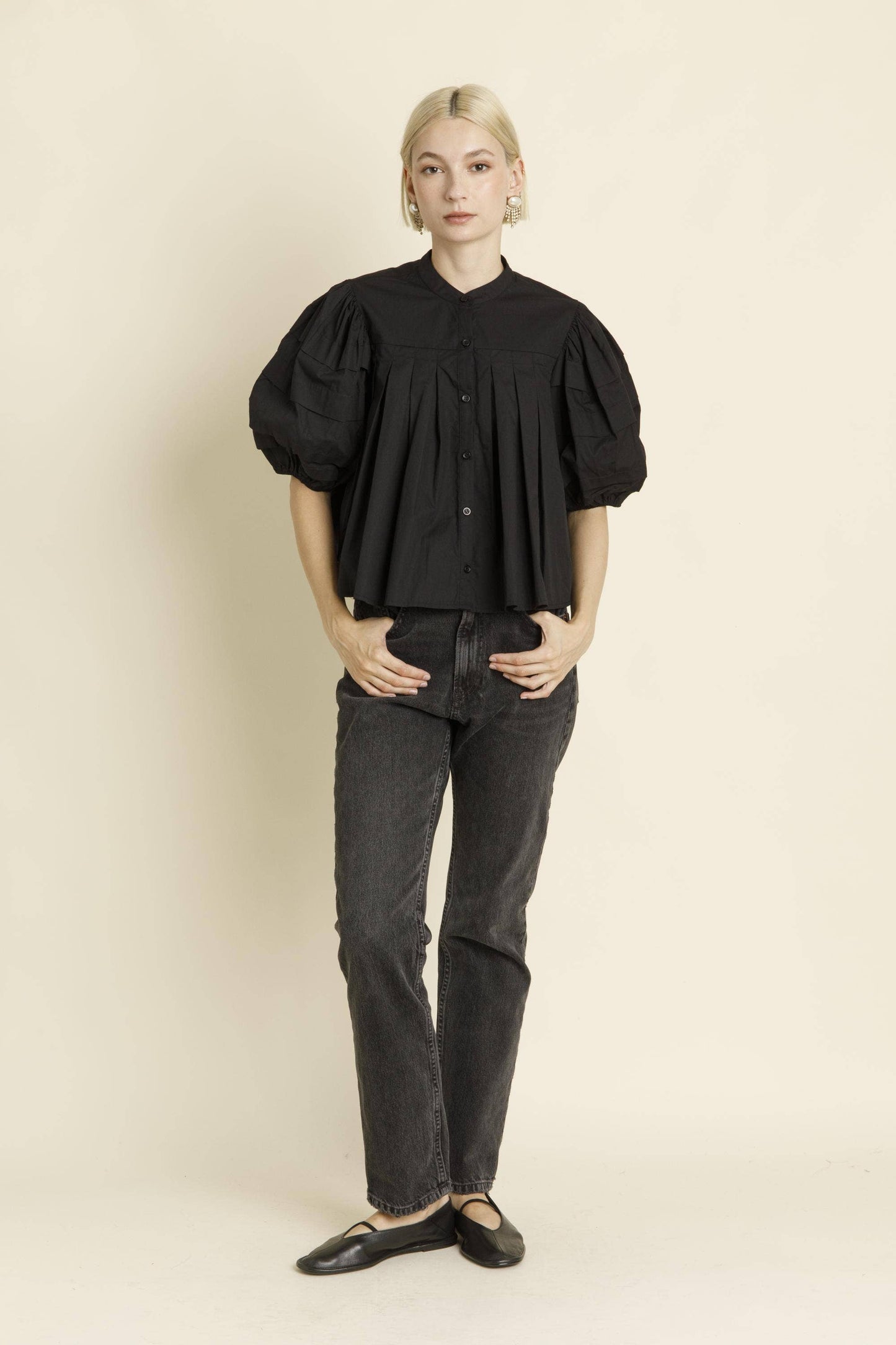 Pleated Pintuck Blouse