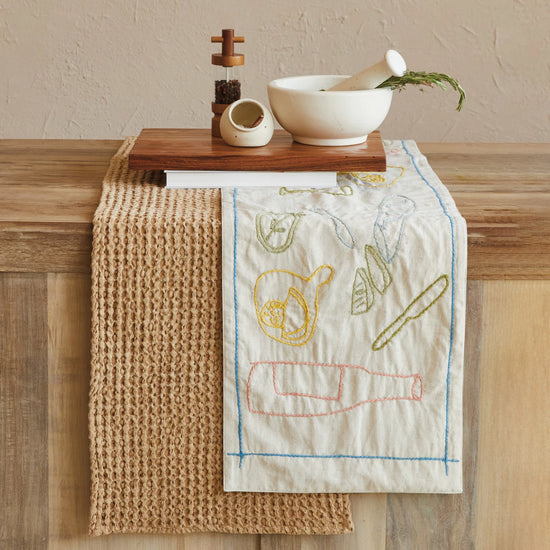 Tablescape Woven Cotton Embroidered Table Runner