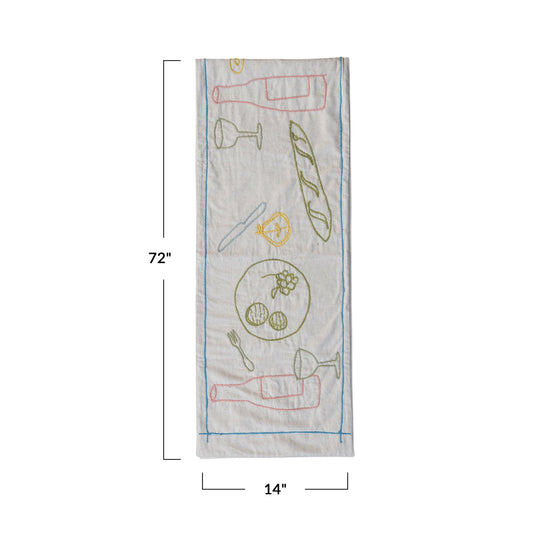 Tablescape Woven Cotton Embroidered Table Runner