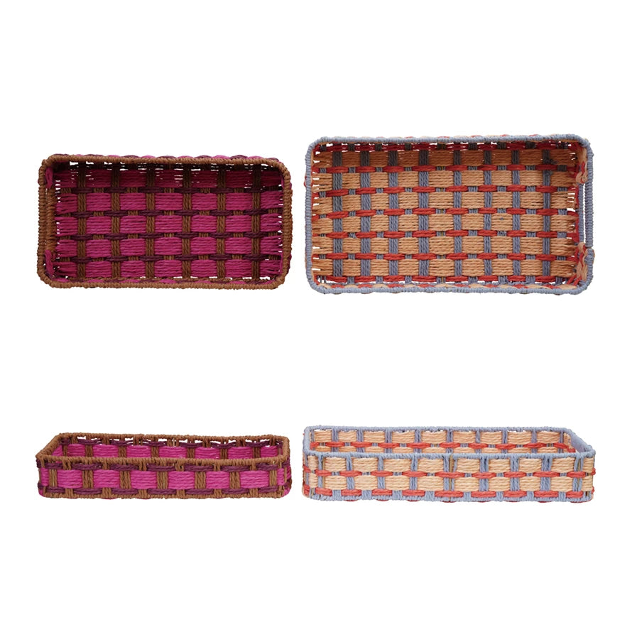 Colorful Woven Paper Rope Tray