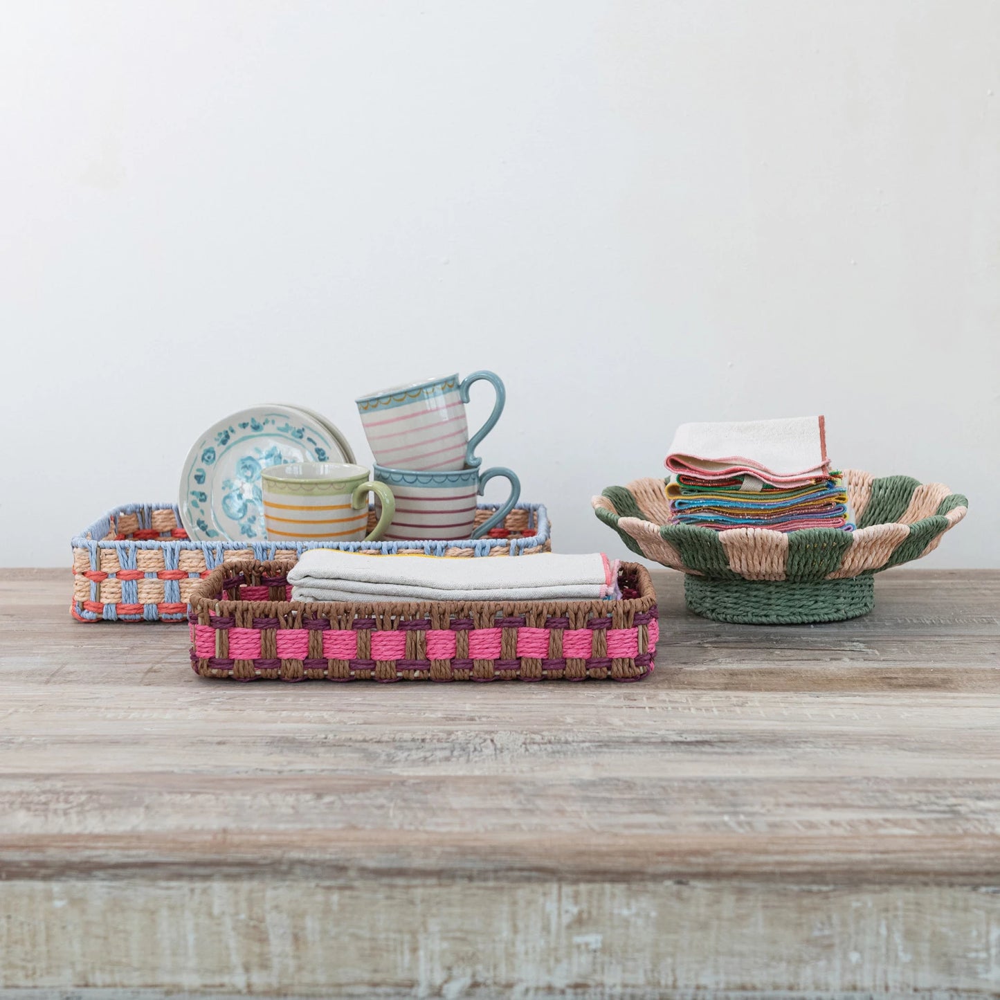 Colorful Woven Paper Rope Tray