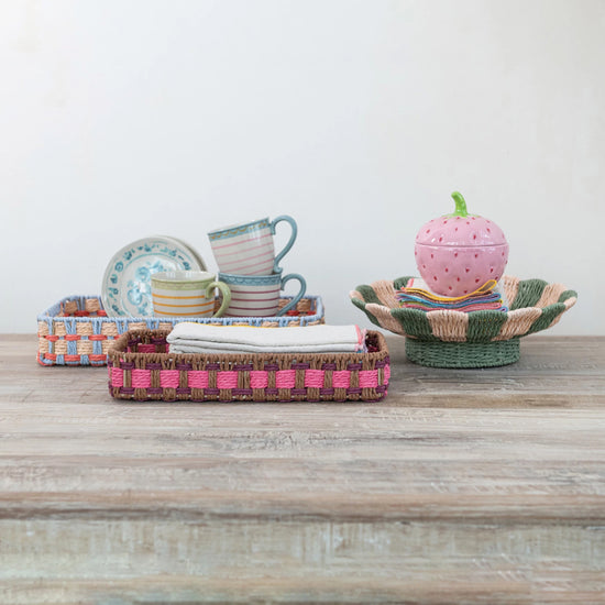 Striped Scalloped Footed Bowl