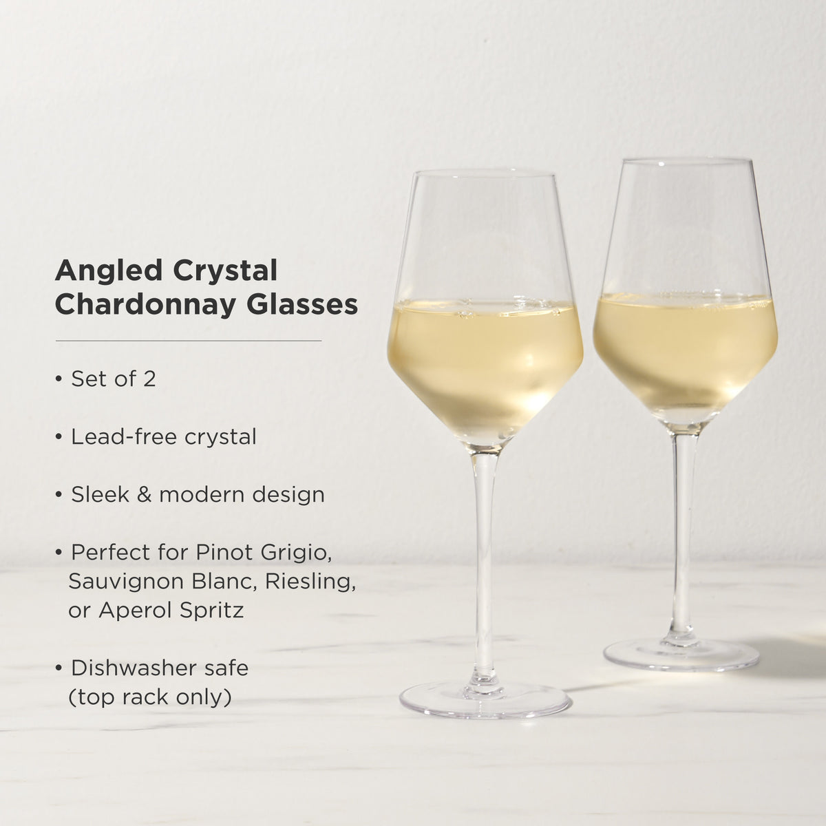 Angled Crystal Chardonnay Glasses