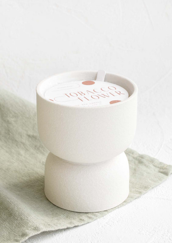 Load image into Gallery viewer, White Matte Hourglass - Tobacco Flower Candle
