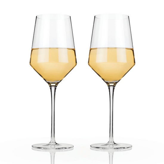 Angled Crystal Chardonnay Glasses