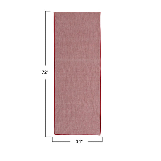 Red Woven Cotton Table Runner