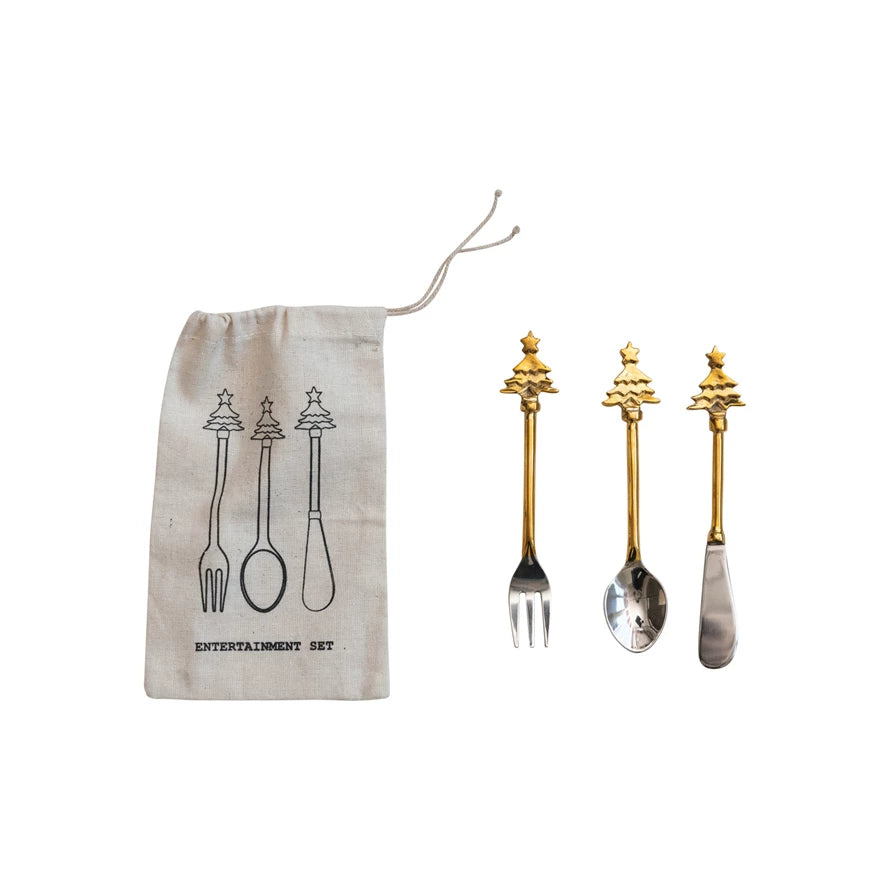 Christmas Tree Brass & Stainless Steel Utensils