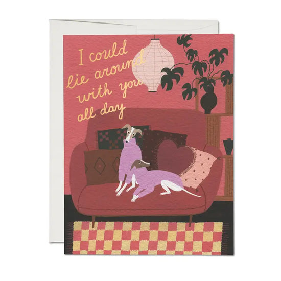 Lounging Dogs Card