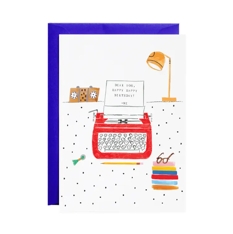 Royal Typewriter Happy Birthday Card