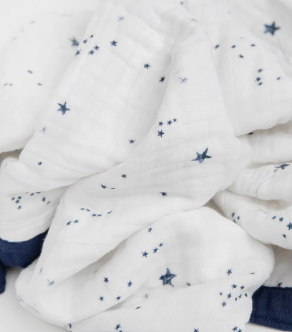 Cotton Muslin Baby Quilt -  Shooting Stars