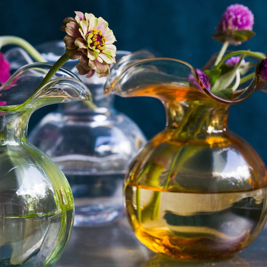 Hibiscus Glass Bud Vase Amber
