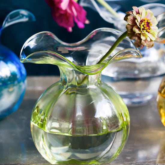 Hibiscus Glass Bud Vase Green
