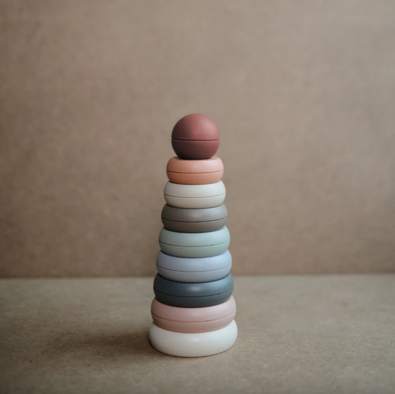 Load image into Gallery viewer, Stacking Rings Toy Original (mauve top)
