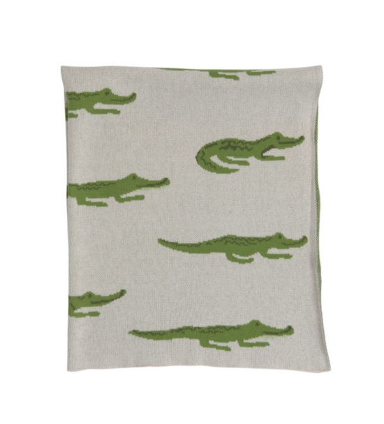 Load image into Gallery viewer, Cotton Knit Alligator Baby Blanket
