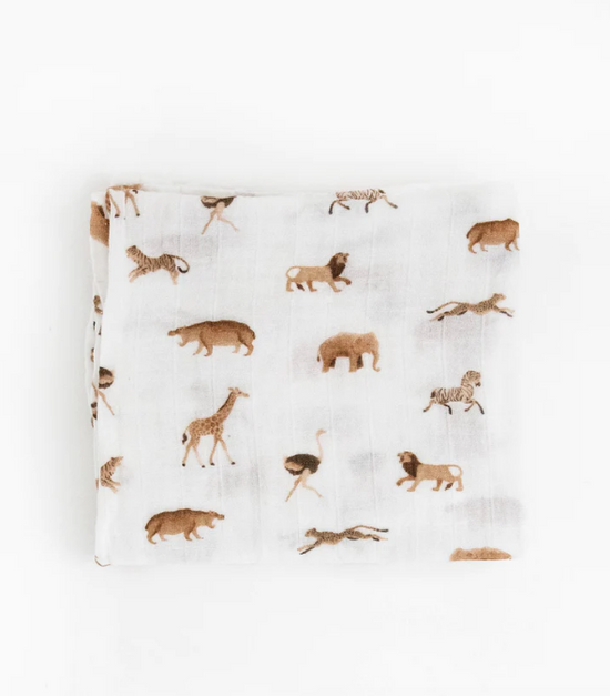 Organic Cotton Muslin Swaddle Blanket - Animal Crackers