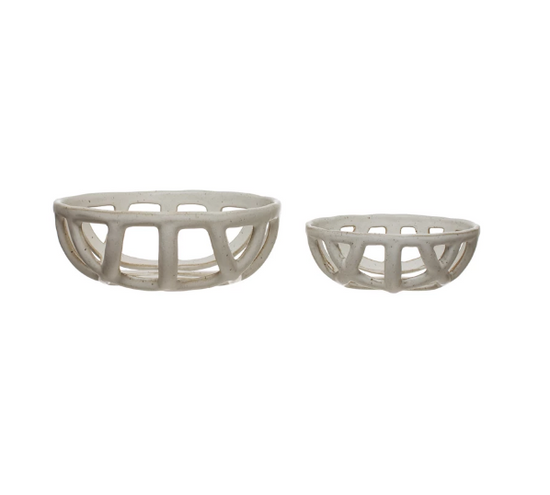 Load image into Gallery viewer, Handmade Stoneware Basket Bowls, Set of 2
