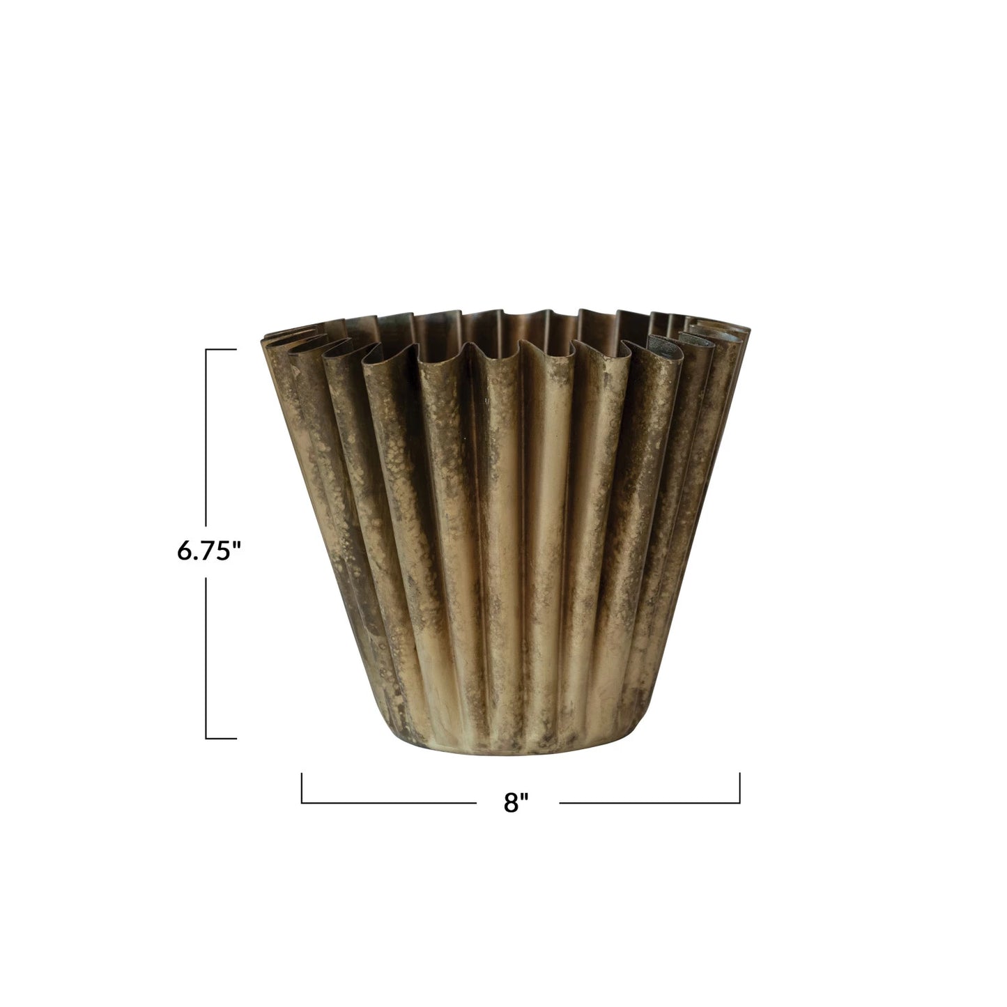 Load image into Gallery viewer, Pleated Brass Vase- Large
