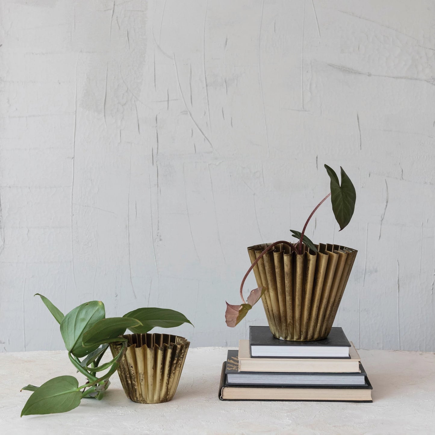 Pleated Brass Vase - Small
